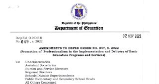 DepEd Order No. 049 s. 2022 .